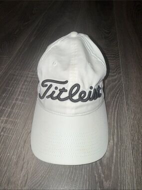 Titleist White Cap with Black Script Logo